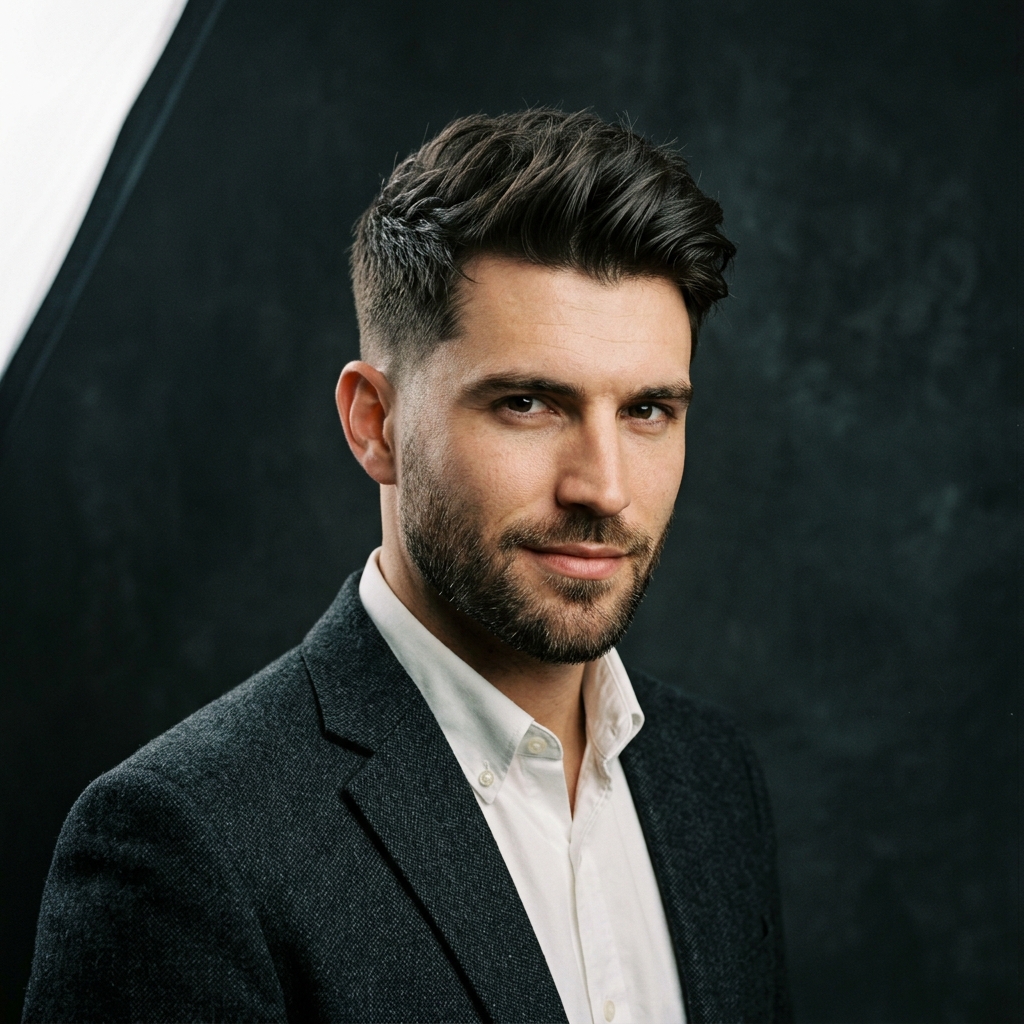 Modern tapered scissor cut with matte styling